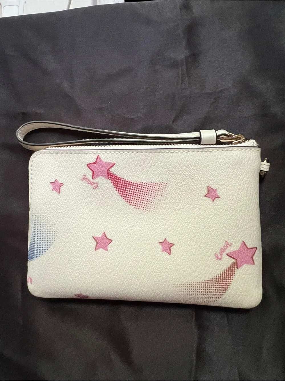 Coach White and Pink Star Wristlet NWT